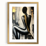 Abstract figurative frame with a gold mat, showcasing a contemporary design ideal for modern decor, enhancing any interior space with elegance and style.