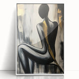 Abstract figurative artwork framed in white acrylic, showcasing vibrant colors and dynamic shapes, perfect for modern home decor. Ideal for enhancing contemporary interiors.