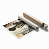 Abstract figurative rolled print showcasing vibrant colors and fluid shapes, designed for modern decor, packaged securely in a protective cardboard tube.