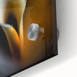 Close-up of vibrant abstract floral wall art on acrylic glass, showcasing colorful blooms and intricate details, perfect for modern home decor.