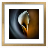 Abstract floral wall art framed in gold with a mat, showcasing vibrant colors and intricate designs, perfect for modern home decor and enhancing interior aesthetics.