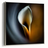 Framed wall art showcasing a vibrant abstract floral design in shades of pink and blue, set in a sleek silver frame, perfect for modern home decor.