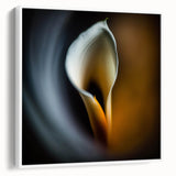 Framed canvas wall art showcasing abstract floral design with vibrant colors and intricate details, displayed from a side view against a bright background.