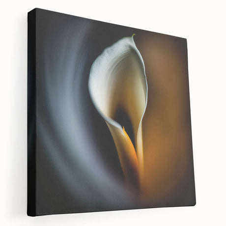 Abstract floral wall art on stretched canvas, showcasing vibrant colors and intricate designs, viewed from the side to highlight texture and depth, perfect for home decor.