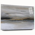 Abstract landscape wall art displayed in a sleek acrylic frame, showcasing vibrant colors and dynamic patterns, ideal for modern home decor. The side view highlights the pins securing the artwork, emphasizing its contemporary design and aesthetic appeal.