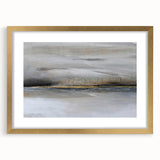 Abstract landscape wall art framed in gold with a mat, showcasing vibrant colors and dynamic shapes, ideal for modern home decor or office spaces.