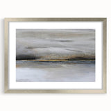 Abstract landscape wall art framed in silver with a mat, showcasing vibrant colors and intricate patterns, perfect for modern home decor.