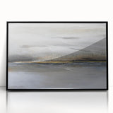 Framed abstract landscape wall art featuring a black acrylic frame, showcasing vibrant colors and textures, ideal for modern home decor.