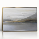 Framed abstract landscape wall art featuring a stunning gold-acrylic finish, showcasing dynamic shapes and colors, perfect for modern home decor.