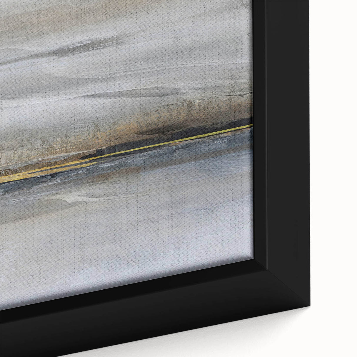 Close-up of a framed canvas showcasing an abstract landscape design with vibrant colors and intricate textures, perfect for modern home decor.