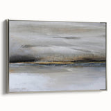 Framed abstract landscape wall art in silver frame, showcasing vibrant colors and dynamic patterns, ideal for modern home decor and art enthusiasts.