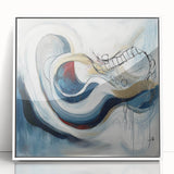 Colorful Abstract Wall Art – Navy, Gold & Red Modern Flow Design