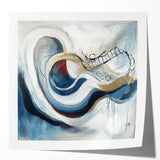 Colorful Abstract Wall Art – Navy, Gold & Red Modern Flow Design