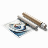 Colorful Abstract Wall Art – Navy, Gold & Red Modern Flow Design