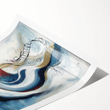 Colorful Abstract Wall Art – Navy, Gold & Red Modern Flow Design