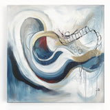 Colorful Abstract Wall Art – Navy, Gold & Red Modern Flow Design