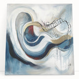 Colorful Abstract Wall Art – Navy, Gold & Red Modern Flow Design