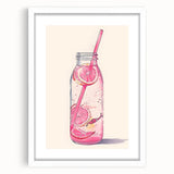 Abstract art print featuring swirling blue and white patterns on a framed white canvas, suitable for dining room decor.