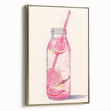 Framed canvas featuring a vintage poster of a black and gold landscape painting, ideal for bedroom wall art.