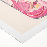 Art deco poster featuring a stylized cocktail glass in bold black and white, printed on rolled canvas.