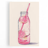 Large black and white photo of assorted fruits and vegetables on stretched canvas, ideal for kitchen wall art.