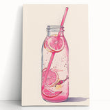 Large black and white stretched canvas featuring assorted kitchen utensils, ideal for kitchen wall art.