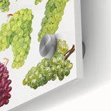 Large abstract wall art featuring assorted fruits in vibrant colors on acrylic glass, ideal for dining room decor.