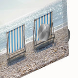 Close-up of a vibrant acrylic landscape artwork depicting serene beaches, showcasing intricate details and rich colors, perfect for beach-themed decor.