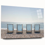 Acrylic landscape artwork of a serene beach scene, showcasing vibrant colors and detailed textures, presented in a side view without pins, perfect for home decor.