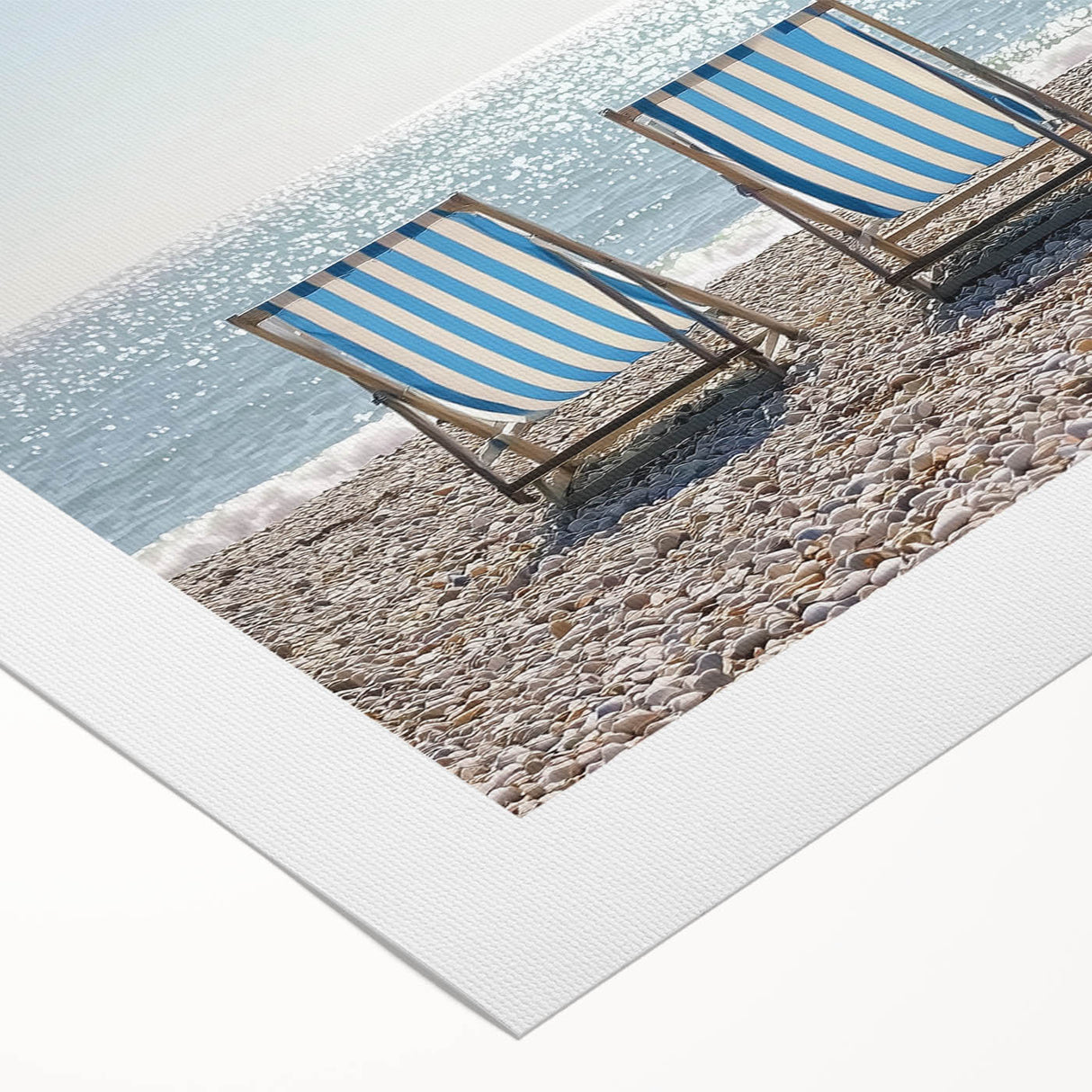 Vibrant rolled canvas showcasing a stunning beach landscape design, featuring soft pastel colors and tranquil waves, securely packaged in a protective cardboard tube.