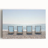Vibrant canvas art depicting a serene beach landscape with gentle waves and a colorful sunset, ideal for enhancing coastal-themed decor in homes or offices.