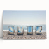 Stretched canvas artwork showcasing a serene beach landscape, featuring soft pastel hues and gentle waves, perfect for coastal-themed home decor or relaxation spaces.