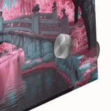 Close-up of a vibrant acrylic landscape bridge design showcasing intricate details and rich colors, ideal for modern home decor and artistic display.