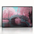 Framed acrylic artwork of a landscape bridge with a black frame, showcasing vibrant colors and intricate details, ideal for modern home decor. Perfect for art enthusiasts seeking unique wall enhancements.