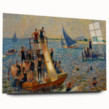 Impressionist Beach Scene - Modern Wall Art of Lively Seaside Day