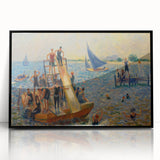 Impressionist Beach Scene - Modern Wall Art of Lively Seaside Day