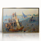 Impressionist Beach Scene - Modern Wall Art of Lively Seaside Day
