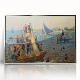 Impressionist Beach Scene - Modern Wall Art of Lively Seaside Day