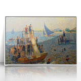 Impressionist Beach Scene - Modern Wall Art of Lively Seaside Day