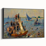Impressionist Beach Scene - Modern Wall Art of Lively Seaside Day