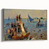 Impressionist Beach Scene - Modern Wall Art of Lively Seaside Day