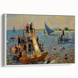 Impressionist Beach Scene - Modern Wall Art of Lively Seaside Day
