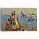 Impressionist Beach Scene - Modern Wall Art of Lively Seaside Day