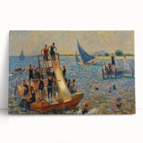 Impressionist Beach Scene - Modern Wall Art of Lively Seaside Day