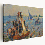 Impressionist Beach Scene - Modern Wall Art of Lively Seaside Day