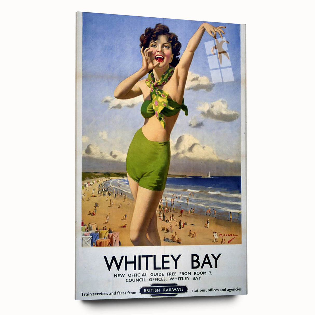 Vintage Whitley Bay Travel Poster - Retro Beach Wall Art