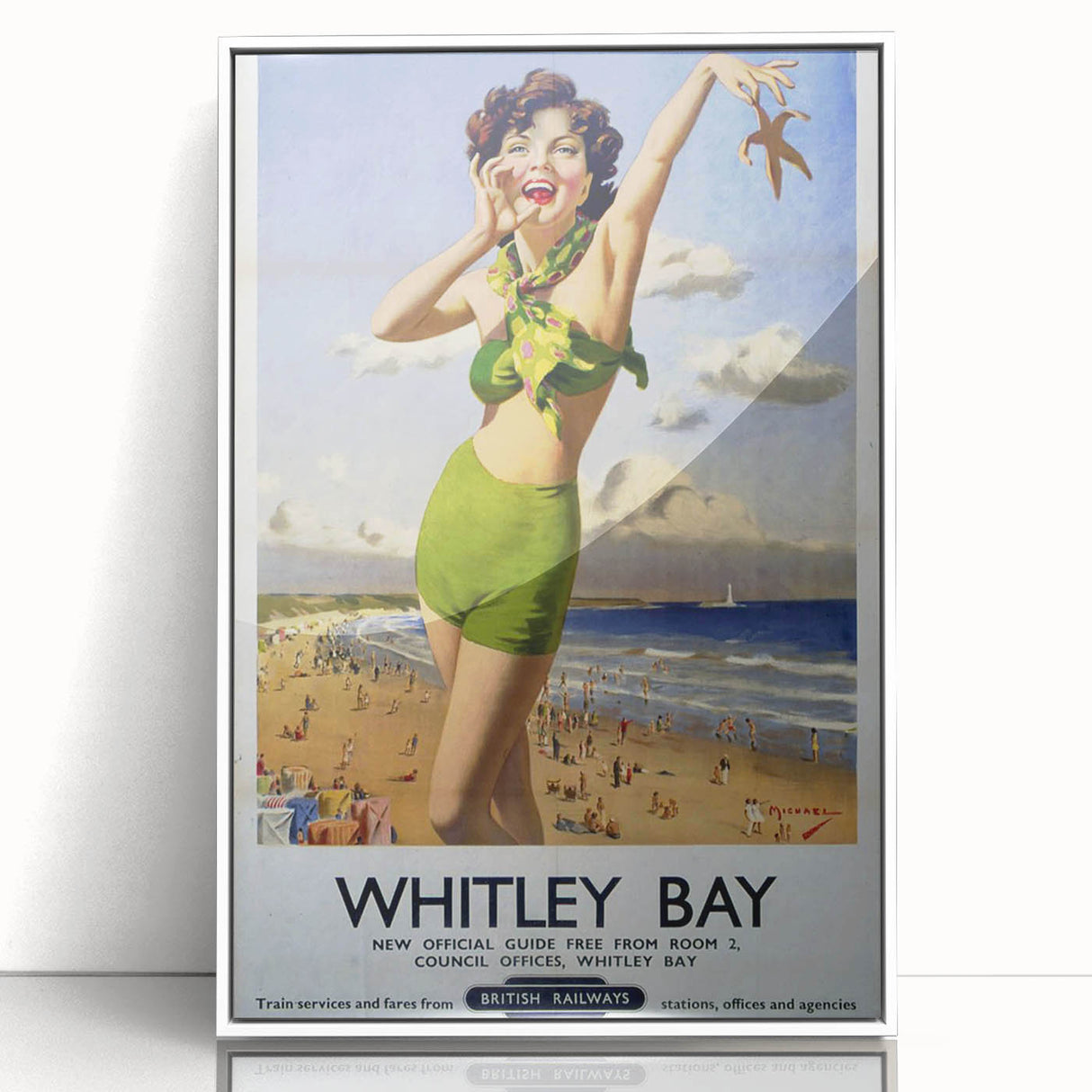 Vintage Whitley Bay Travel Poster - Retro Beach Wall Art