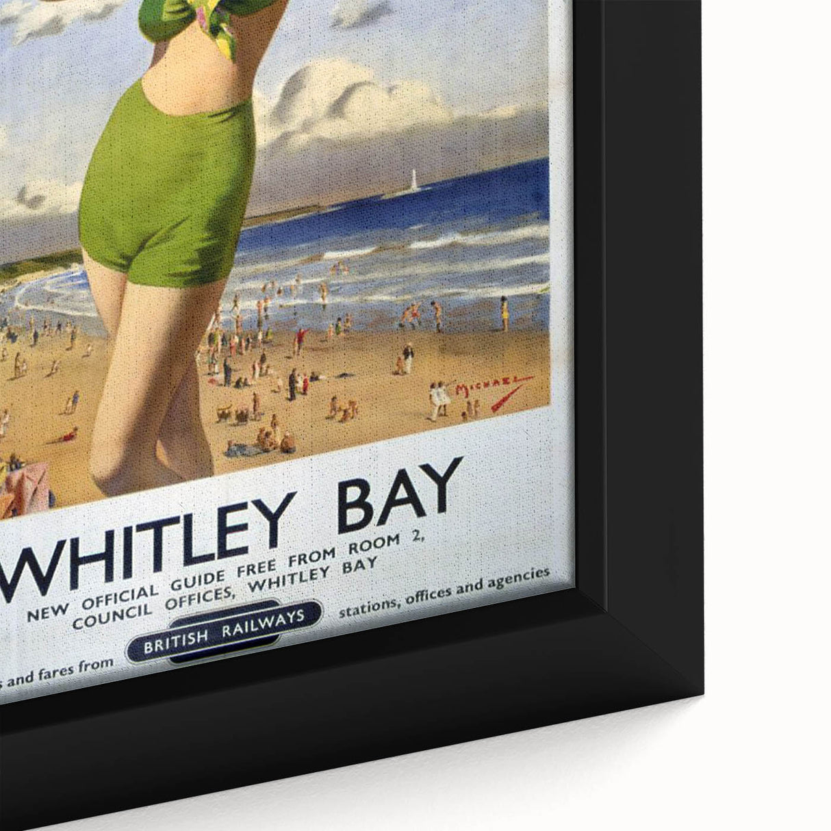 Vintage Whitley Bay Travel Poster - Retro Beach Wall Art