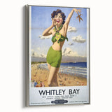 Vintage Whitley Bay Travel Poster - Retro Beach Wall Art