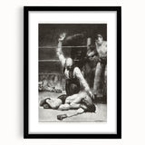 Realism Art Print of a Boxing Scene - Intense Moment in the Ring